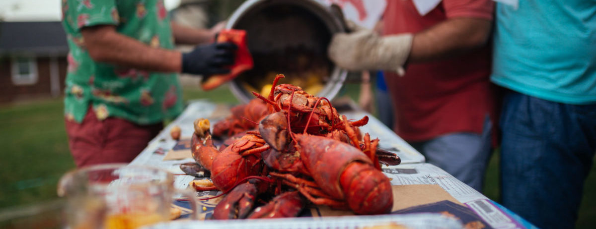 a backyard cookoff with lobsters