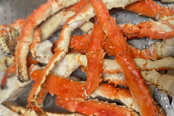 A heaping mound of snow crab legs